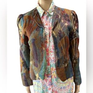 Vintage 70s art deco hippie tapestry bohemian jacket-M